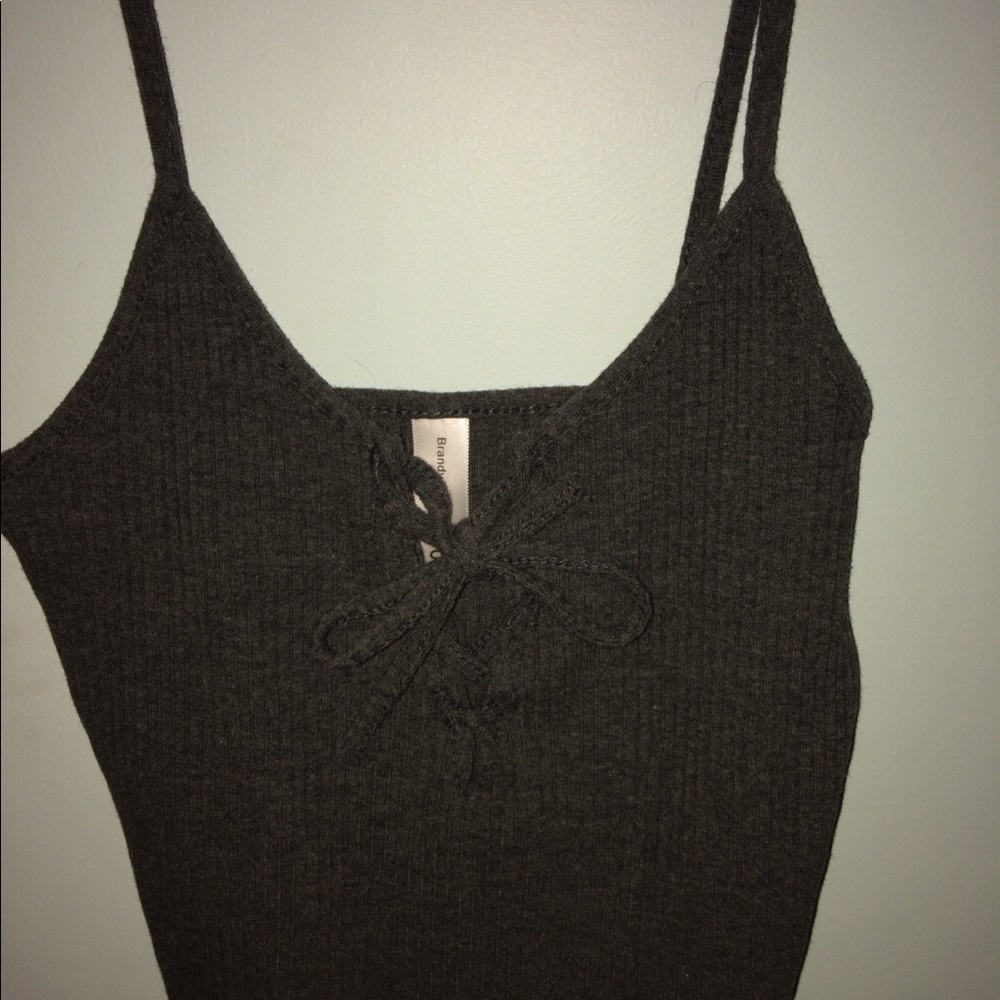 ribbed tie in front crop top
